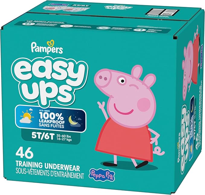 Pampers Training Pants - Easy Ups Girls & Boys - Size 5T-6T, 46 Count, Peppa Pig Potty Underwear (Packaging May Vary)