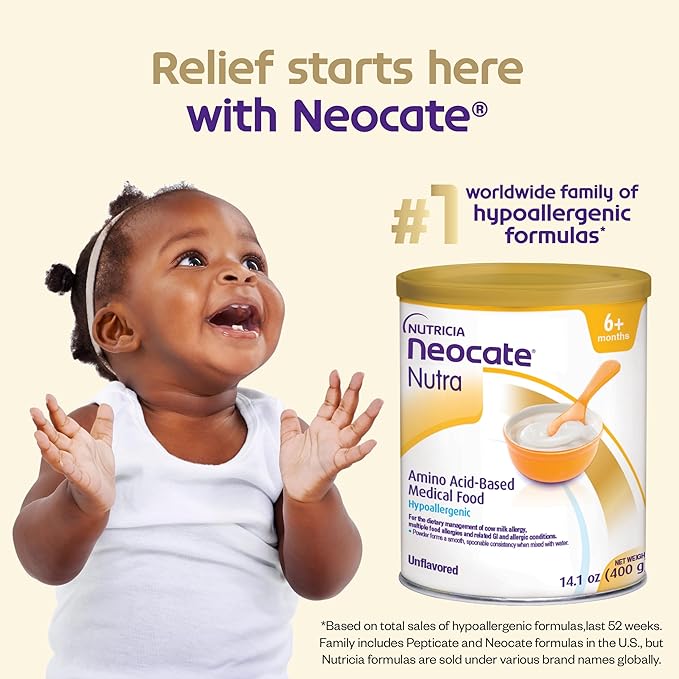 Nutricia Neocate Nutra - Amino Acid-Based, Dairy-free, Hypoallergenic Solid Food with a Cereal-Style Consistency - With Calcium, Vitamin D, and Iron - 14.1 Oz Can (Pack of 1)