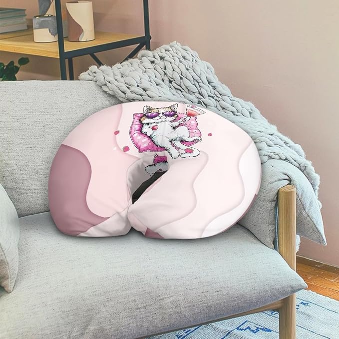 Newborn Nursing Pillow Covers, Soft and Comfortable Nursing Cover for Breastfeeding Pillows,Cute Cat Pillow Slipcover for Baby Girls Boys,Gradient Wave Pink (Cover Only)