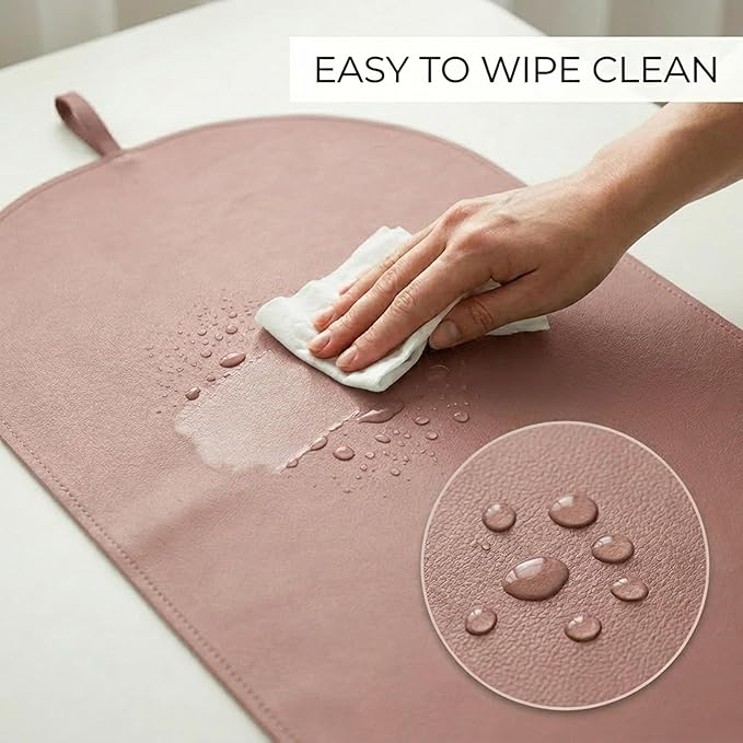 Beautiful Portable Baby Changing Pad - Wipeable and Easy to Clean Diaper Changing Mat - The Perfect Waterproof Vegan Leather Pad for Traveling