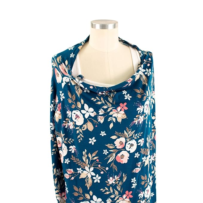 Bebe au Lait 5-in-1 Multi-Use Cover: Nursing Covers for Breastfeeding, Infinity Scarf, Nursing Shawl, Car Seat Cover, Shopping Cart Cover, Carrier Cover, Privacy Nursing Cover- Midnight Floral