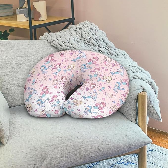 Cartoon Mermaid Nursing Pillow Cover for Baby Boy Girl Slipcover for Breastfeeding Pillows, Soft and Stretchy Safely Breastfeeding Pillow Cover