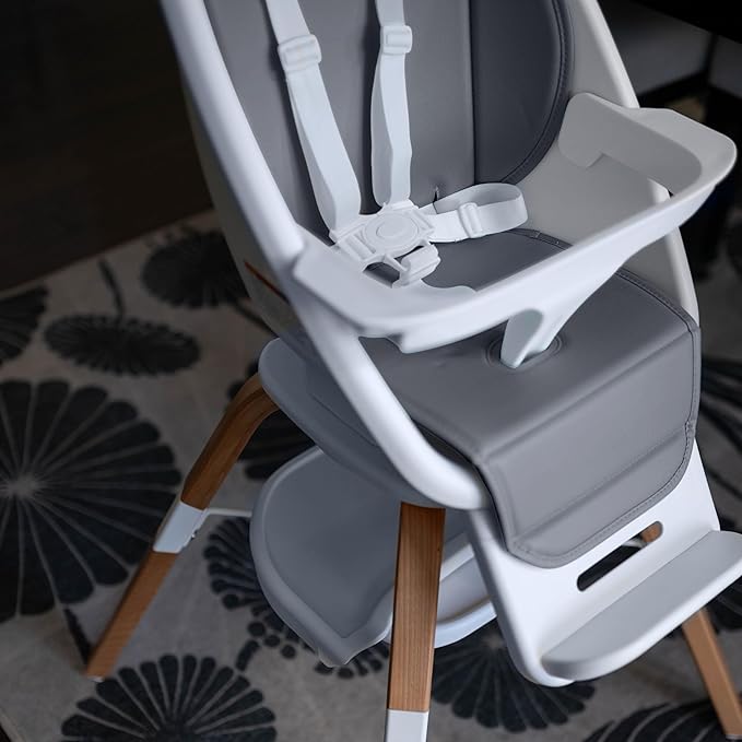 TruBliss Turn-A-Tot High Chair for Babies and Toddlers, 2 in 1 Wooden Portable Baby Feeder or Adjustable Child's Seat with 360 Degree Swivel, Removable Tray, and Pad (Earl Grey)