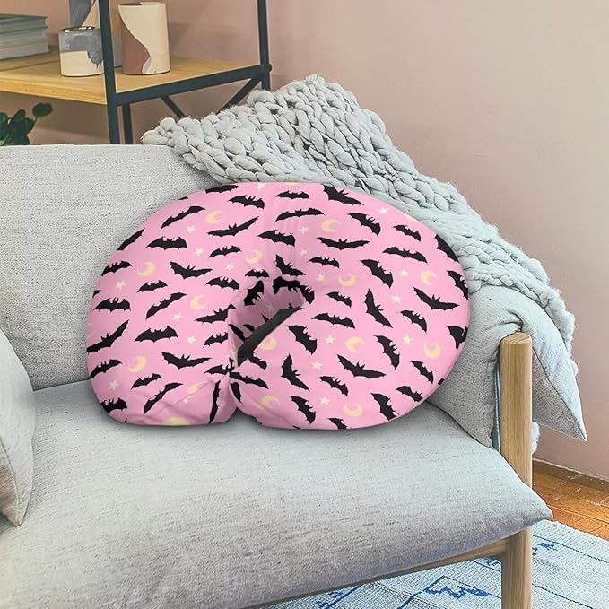 Pink Black Bat and Moon Baby Nursing Pillowcase Nursing Pillow Cover Pillow Slipcover Detachable Nursing Pillow Protective Cas Baby Feeding Washable and Easy to Clean