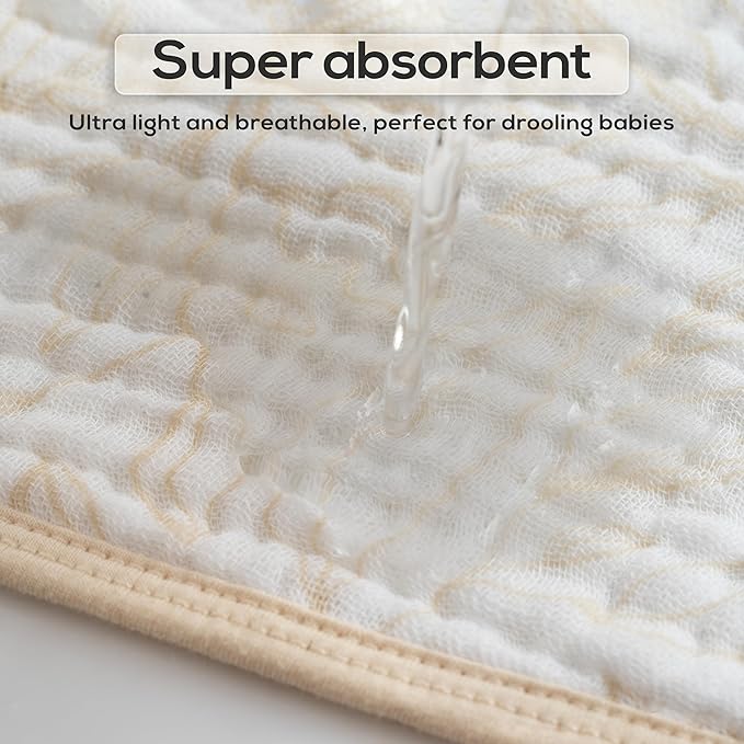 Muslin Burp Cloths, 20"x10"- Pack of 8, 6 Layers Super Soft Absorbent & Breathable 100% Cotton for Baby Drool and Messes, Burp Cloth Baby Boy and Burp Cloths Baby Girl