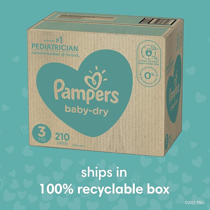 Diapers Size 6, 144 Count and Baby Wipes - Pampers Baby Dry Disposable Baby Diapers, ONE MONTH SUPPLY with Baby Wipes Sensitive 6X Pop-Top Packs, 336 Count (Packaging May Vary)