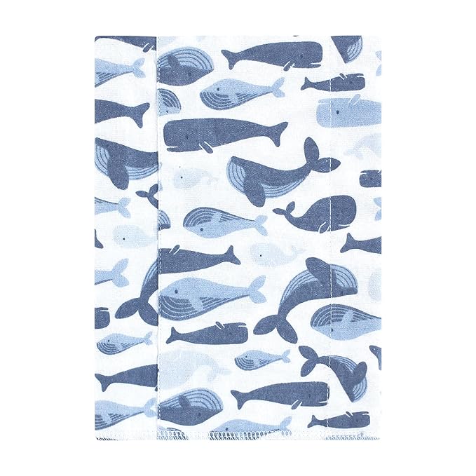 Hudson Baby Unisex Baby Cotton Flannel Burp Cloths 4-Pack, Cute Whales, One Size