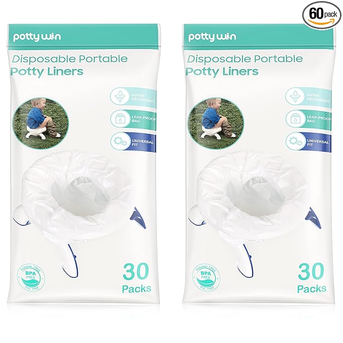 [60 Counts] Disposable Potty Liners compatible with OXO Tot 2-in-1 Go Potty, Universal Refill Bags for Toddler Travel