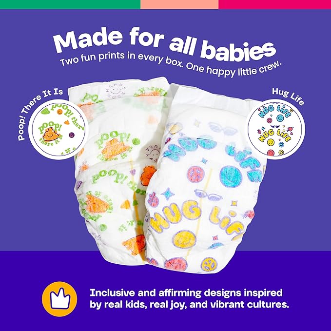 Happy Hues Go-Getters Disposable Diapers Size 5, 27+ lbs–Baby Diapers with Shea Butter, Wetness Indicator,Leak Protection–Ultra-Soft Unisex Diapers with Full Coverage for Boys &Girls –78Count