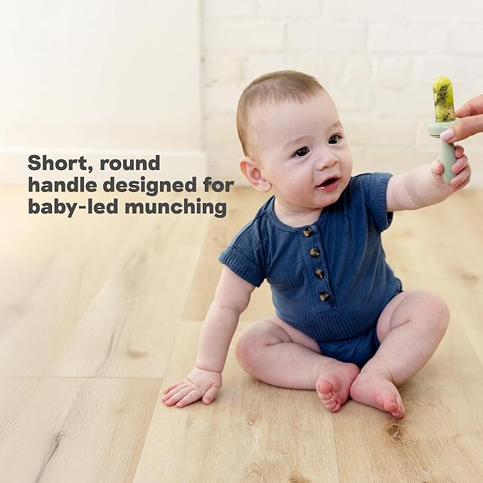 ezpz Baby-Led Gumline Feeder (Blush) - Silicone Fruit Feeder for Infants 4 Months + - Baby Feeding Essentials - BLW Tools - Works Best with Compatible Ice Tray (Sold Separately)