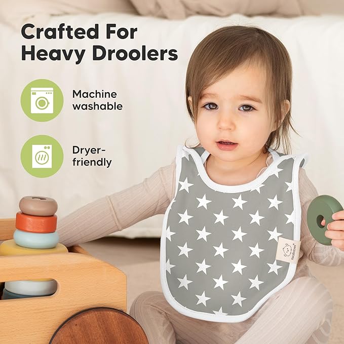 KeaBabies 8-Pack Bibs for Baby Girl, Boy - Pullover Large Baby Bibs for Drooling and Teething Infant, Newborn, Soft & Absorbent Organic Cotton,Long Torso Coverage Keep Toddler Clean & Dry(Crossroads)
