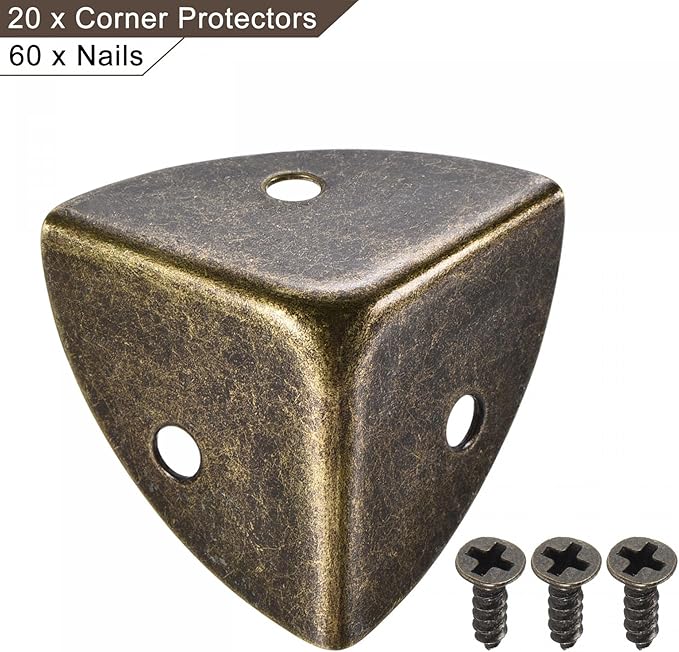 uxcell 30x30x30mm Metal Box Corner Protectors Edge Guard Bronze Tone 20pcs for Table Corners and Desk Corners