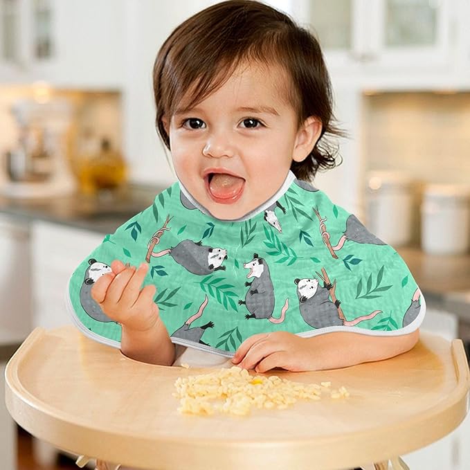 Opossum Possum Green Burp Cloths Baby Boys Girls Absorbent Soft Cotton Burping Cloths Rags 2 Pack
