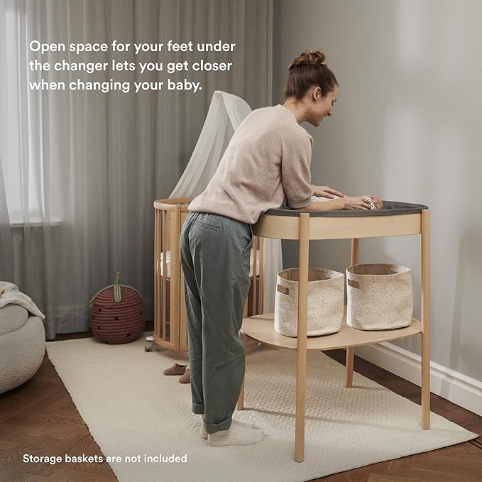 Stokke Sleepi Changing Table, Natural - Allows Sideways & Parent-Facing Positions - Cushioned Pad Included