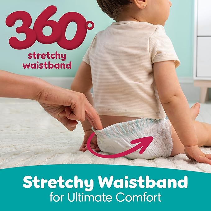 Pampers Diapers - Swaddlers 360° - Size 3, 156 Count, up to 100% Leakproof Comfy Dry Fit, Designed for Easy Changes, Pull On Baby Diaper (Packaging May Vary)