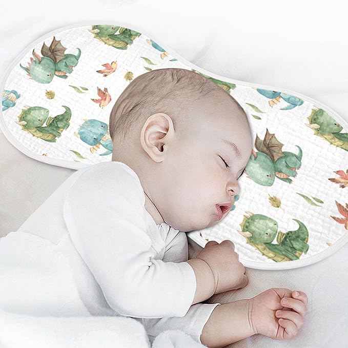 Watercolor Dragon Bird Leaf Pattern Muslin Burp Cloths for Baby 1 Pack 100% Cotton Baby Washcloths Bibs for Boy Girl