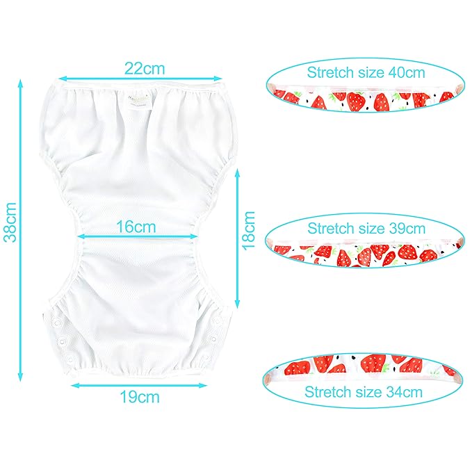 wegreeco Baby & Toddler Snap One Size Adjustable Reusable Baby Swim Diaper (Fruits, Large, 3 Pack)