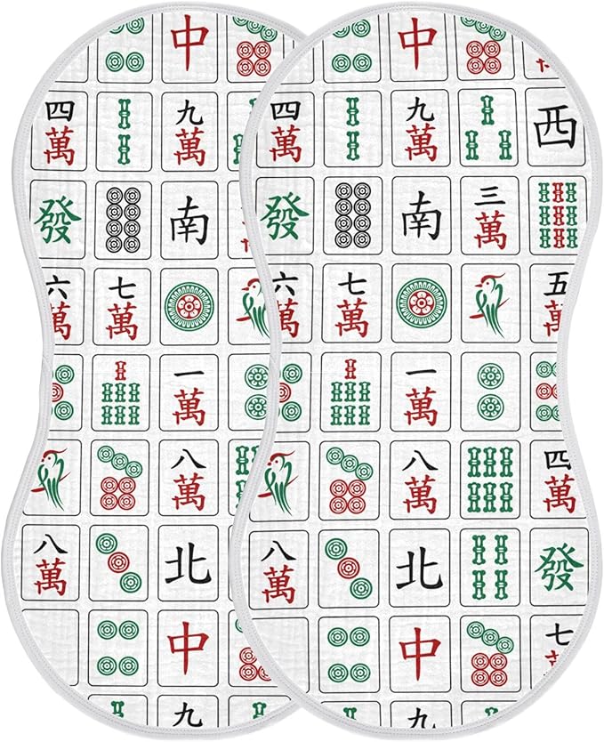 Mahjong Burp Cloths Baby Boys Girls Absorbent Soft Cotton Burping Cloths Rags 4 Pack