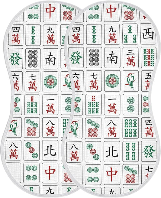 Mahjong Burp Cloths Baby Boys Girls Absorbent Soft Cotton Burping Cloths Rags 2 Pack