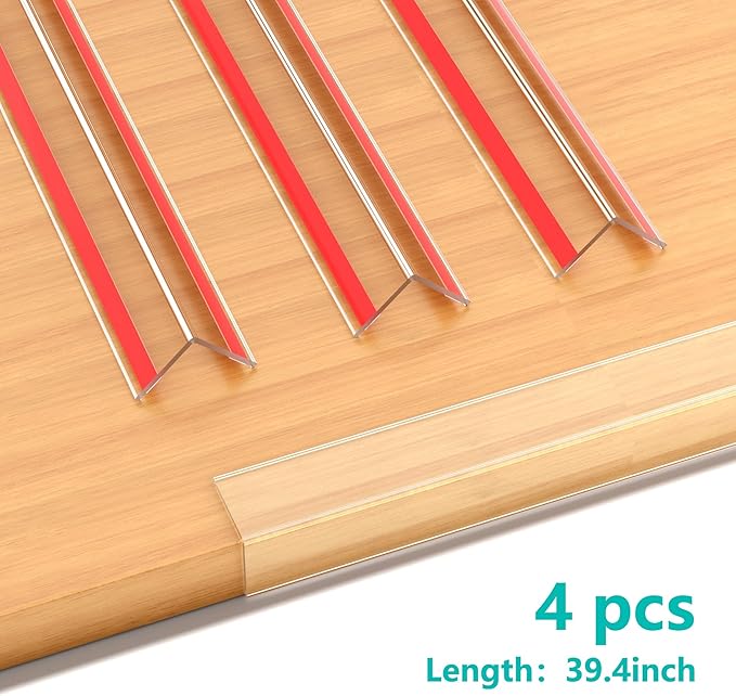 30x30mm Self Adhesive Corner Guard, 4pcs 39.4" Wall Corner Protector Strip, Flexible PVC Edge Trim, Peel and Stick Corner Protection for Furniture, Wall Edges & Table Corners