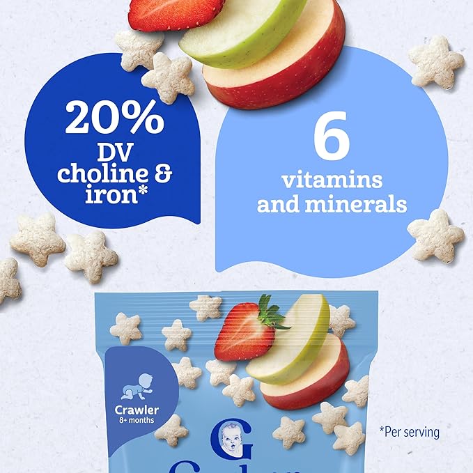 Gerber Stage 3 Baby Snacks, Strawberry Apple Puffs, Grain Snack, Baby Led Feeding, 12PK