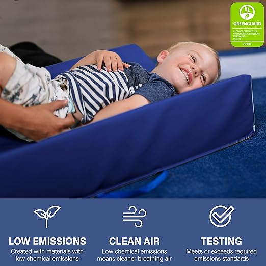 FDP SoftScape Ultra-Soft Daycare Baby and Infant Contoured Changing Pad, Non-Slip Bottom, Built-In Handle Easy to Transport Travel - Navy/ Powder Blue (10421-NVPB)