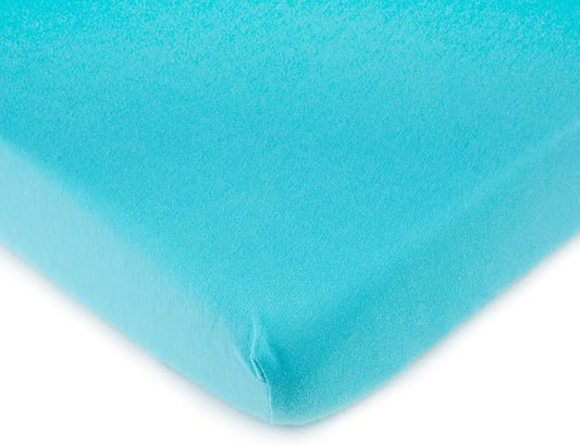SheetWorld Fitted Baby Bassinet Sheet fits Chicco LullaGo Portable Bassinet 15 x 28, 100% Cotton Jersey, Hypoallergenic, Butter Soft, Solid Aqua, Made in USA