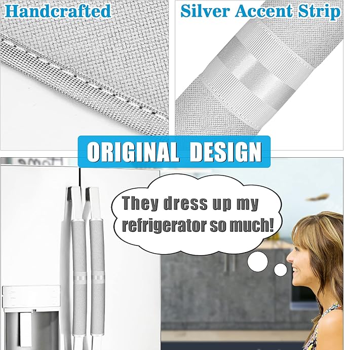 Refrigerator Door Handle Covers, 6 PCS, Keep Your Kitchen Appliance Clean from Food Stains, Smudges, Drips, Oil, Washable and Form-Fitting, Protector for Fridge, Ovens, Dishwashers (Light Grey)