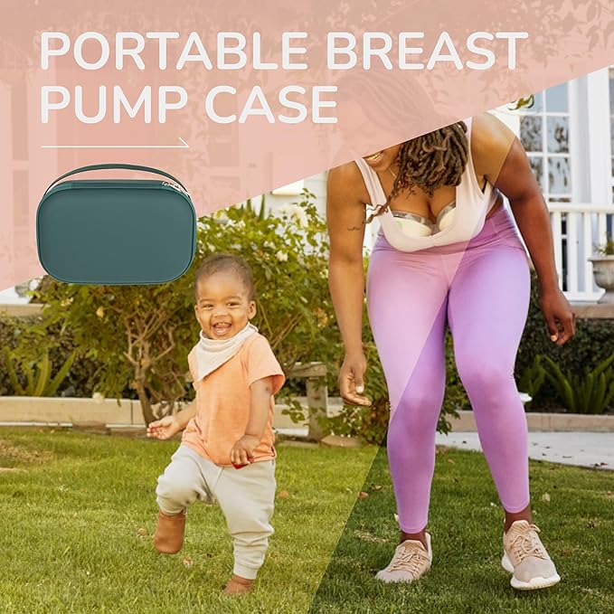 Breast Pump Carrying Case Compatible with Willow,Momcozy,Elvie Wearable Breast Pumps,Hard Shell Breast Pump Bag with Wrist Strap,Hands-Free Pump Carrying Case and Storage for Travel(Holds 2 Pumps)