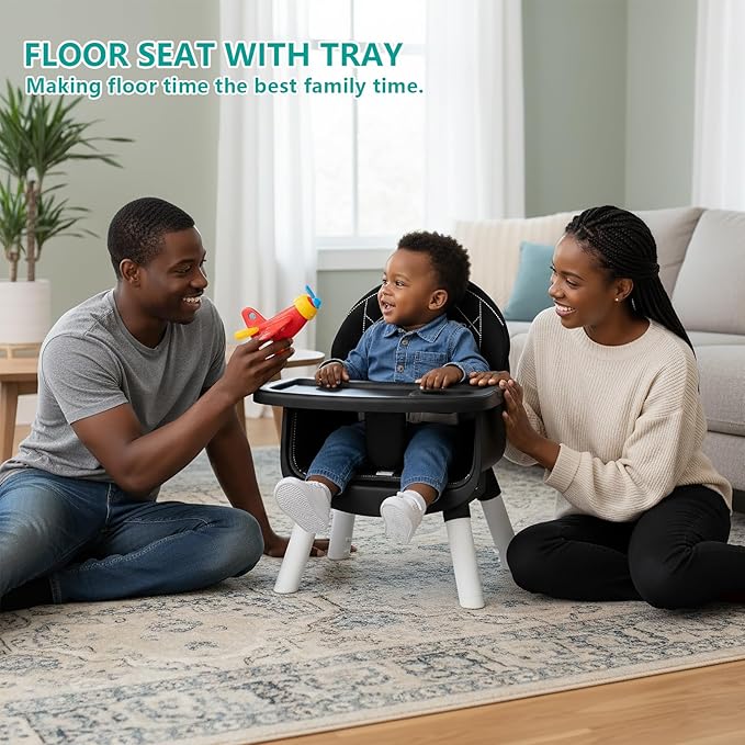 6 in 1 Baby High Chair for Babies and Toddlers, Booster Seat, Kids Learning Table & Chair (Black)