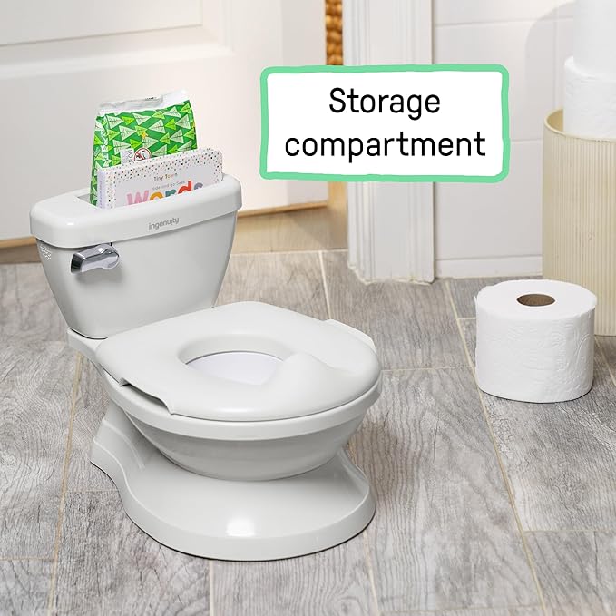 Ingenuity My Size Potty Pro 2-in-1 Potty Training Toilet, Floor Potty with Removable Potty Seat for Standard Toilets, Realistic Flushing Sound, For Toddlers Ages 18+ months, Up to 50 lb