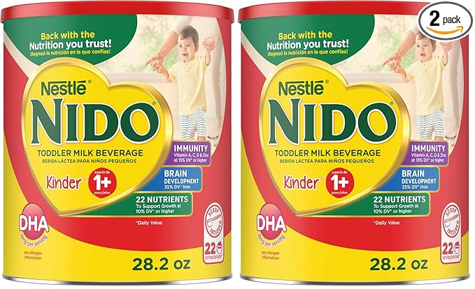 Nido NESTLE Kinder 1+ Powdered Milk Beverage 1.76 lb. Canister (Pack of 2)