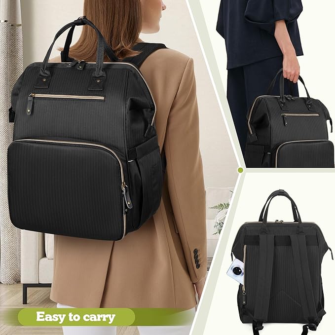 Damero Breast Pump Backpack Compatible with Spectra S1, S2, Medela and Cooler Bag, Breast Pump Bag with Laptop Sleeve, Breast Pump Carrying Diaper Bag for Working Moms, Black