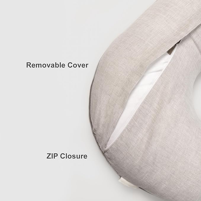 Linen Cover for Nursing Pillow • Premium Quality 100% Organic Oeko-Tex Standard • Case for Breastfeeding and Bottle Feeding Pillow • Soft and Breathable • Only Cover (Natur Linen)