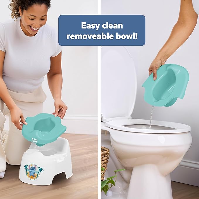 Bright Starts Disney Stitch Full Comfort Potty Training Toilet, Easy Clean Removable Bowl, Splash Guard, High Back for Comfort & Stability, Toddlers up to 50 lbs