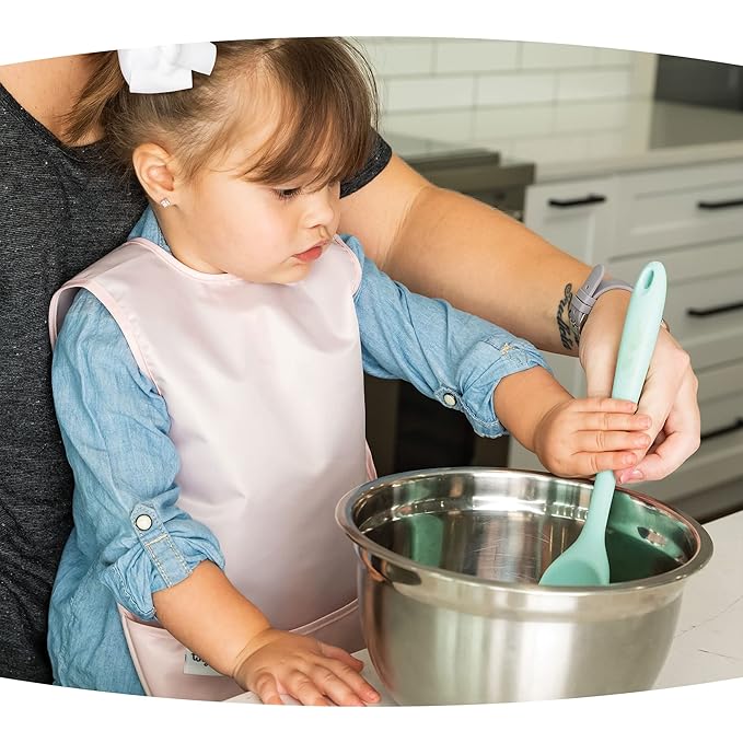 Tiny Twinkle Mess Proof Baby Bibs | 2 Pack Waterproof Toddler Bib for Eating | Baby Apron for Feeding, Machine Washable, Perfect Shower Gift (Rose Burgundy, 6–24M)