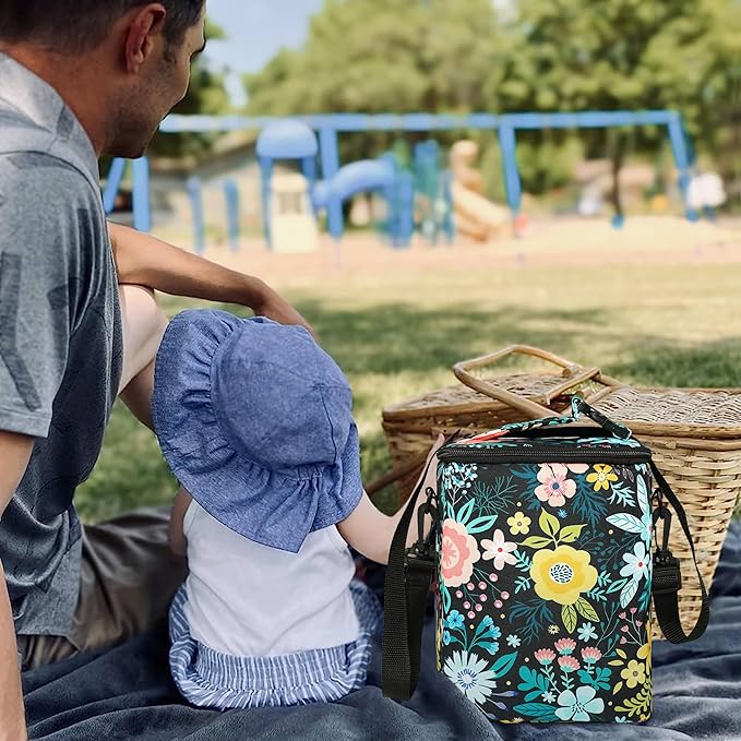 Breastmilk Cooler Bag with Ice Pack Fits 4 Baby Bottles Up To 9 Ounce Insulated Baby Bottle Bag Breast Milk Cooler on the Go with Strap Cooler Bag for Nursing Mom Daycare or Travel
