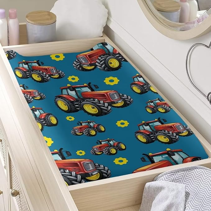 Red Track Changing Pad Covers Breathable Baby Diaper Change Pads Cover, Soft Changing Sheet for Newborn Unisex Babies