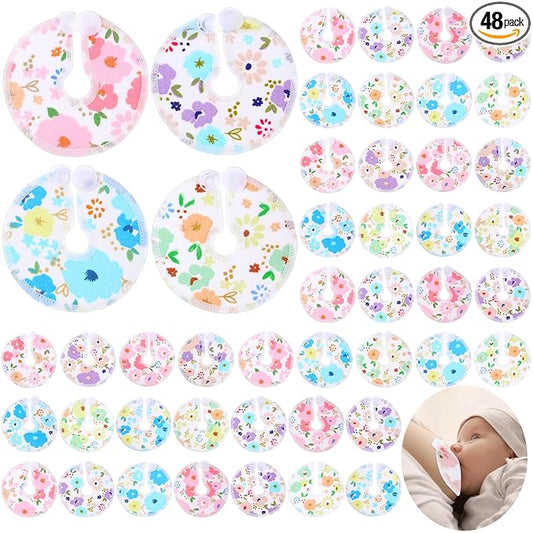 Threlaco 48 Pcs Gtube Button Covers Feeding Tube Pads Holder Abdominal Reusable Accessories Peg Tube Soft Absorbent Breast Feeding Pads Breastfeeding Support Nursing Care Stay Dry(Floral)