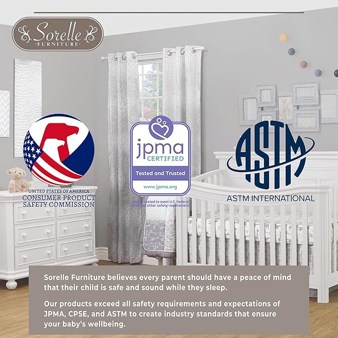 Sorelle Furniture Princeton Elite Crib and Changer Classic -in- Convertible Diaper Changing Table Made of Pine Wood Non-Toxic Finish Wooden Baby Bed Toddler Childs Daybed Full-Size Nursery - White