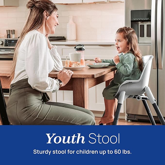 Chicco Zest 4-in-1 Folding High Chair, Feeding Chair, Toddler Chair and Youth Stool, Multi-Use Easy Clean High Chair, Capri/Blue