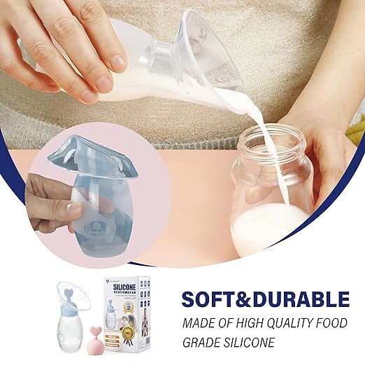 Deluxe Manual Silicone Breast Pump and No Contact Forehead Thermometer for Babies and Adults | Bundle Pack