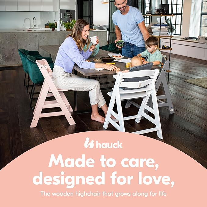 hauck Alpha Removable Non Slip High Chair Table Tray with Adjustable Depth, Compatible with Wooden Grow-Along Alpha+ and Beta+, Accessory Only, White