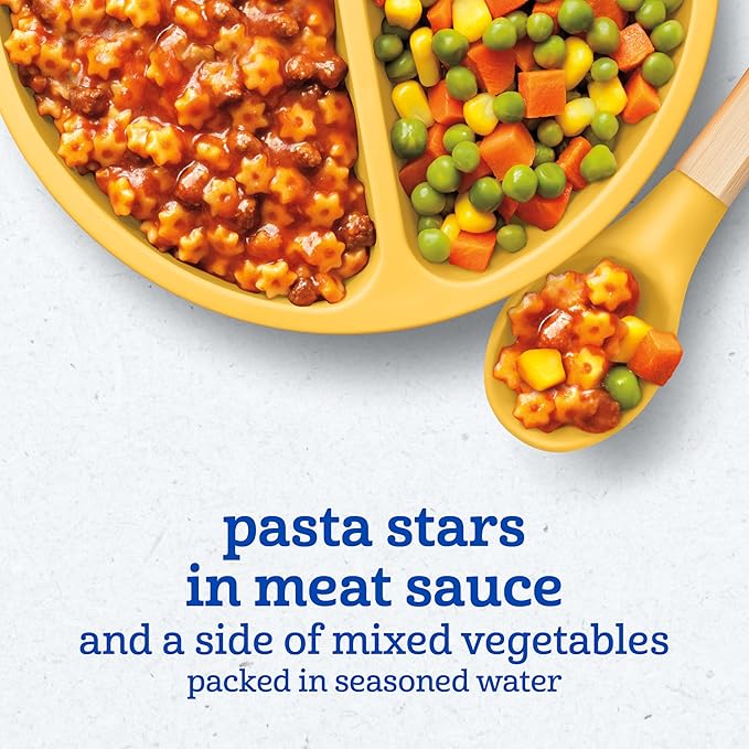 Gerber Mealtime for Toddler Pasta Stars in Meat Sauce with Side of Green Beans, 6.80 Ounce (Pack of 8)