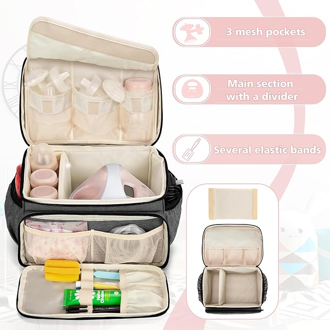 Luxja Breast Pump Bag Compatible with Spectra S1 and S2, Pumping Bag for Breast Pump and Extra Parts (Suitable for Home or Travel Use), Gray (Patent Pending)