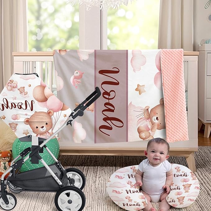Dyoart Custom Baby Nursing Pillow Cover for Nursing, Bear Pattern Removable Nursing Covers for Breastfeeding Pillows, Ultra Soft Comfortable Slipcover for Newborn Baby Boys and Girls