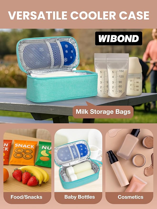 Breast Milk Cooler Travel Bag, Real-Time Temperature Display, Holds 4-6 Breastmilk Storage Bag with 2 Breast Milk Ice Pack, Cooling & Waterproof Portable Cooler for Moms on the Go (Light Green)