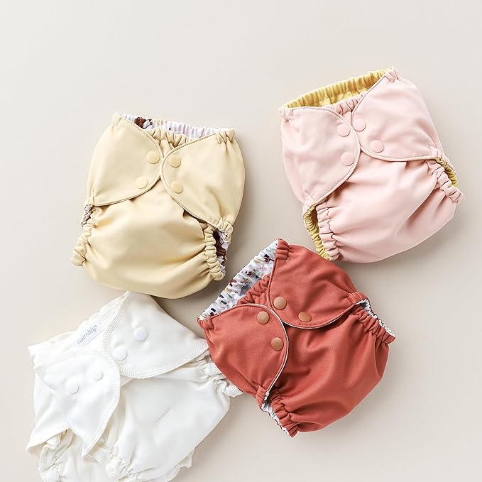 Esembly Cloth Diaper Cover - Reusable Swim Diaper, Waterproof, Breathable - Adjustable Outer Layer Over Absorbent Inner for Blowout Protection - Blush, Size 1 (7-17lbs)