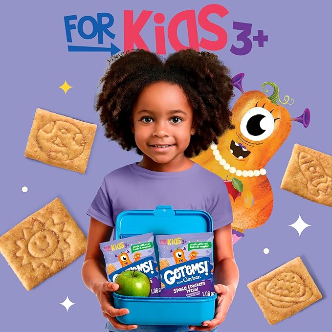 Get'ems! from Gerber Pizza Space Crackers, Kids Snack, Iron, Vitamin E, Kids Crackers, 8PK