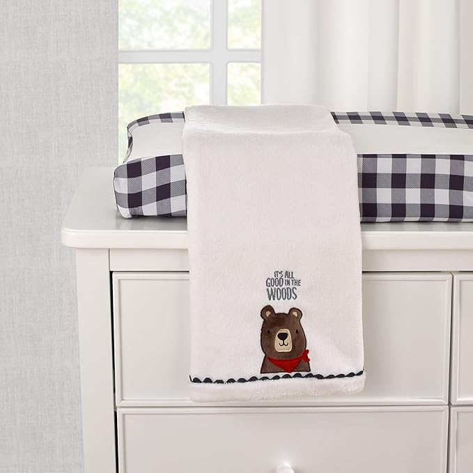 NoJo Into the Wilderness Navy and White Check Super Soft Changing Pad Cover